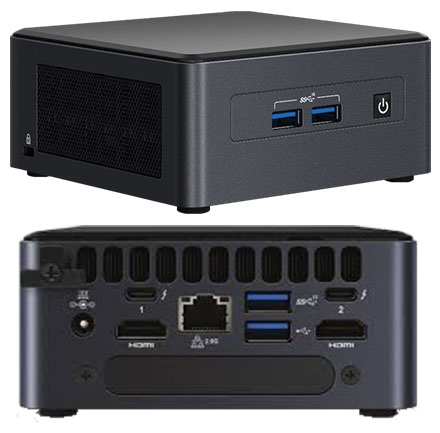 Intel NUC11TNHi3 (Intel Core i3-1115G4 up to 4,10GHz, 1x HDMI, 1x Mini DP, 2x Thunderbolt, <b>2,5" SATA SSD</b> Support)